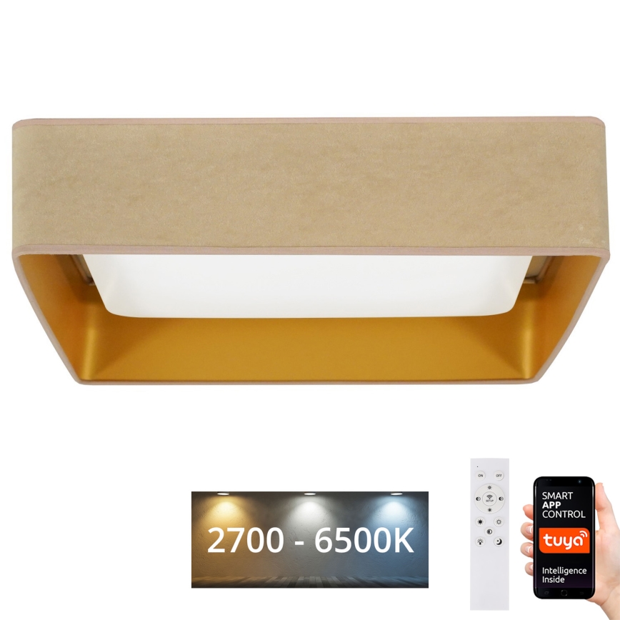 Brilagi - LED Dimbar taklampa VELVET SQUARE SMART LED/36W/230V 2700-6500K Wi-Fi Tuya + fjärrkontroll beige