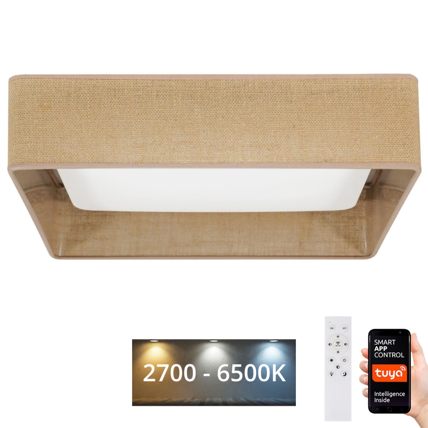 Brilagi - LED Dimbar taklampa VELVET SQUARE SMART LED/36W/230V 2700-6500K Wi-Fi Tuya + fjärrkontroll brun