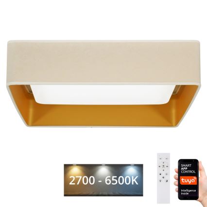 Brilagi - LED Dimbar taklampa VELVET SQUARE SMART LED/36W/230V 2700-6500K Wi-Fi Tuya + fjärrkontroll grädde
