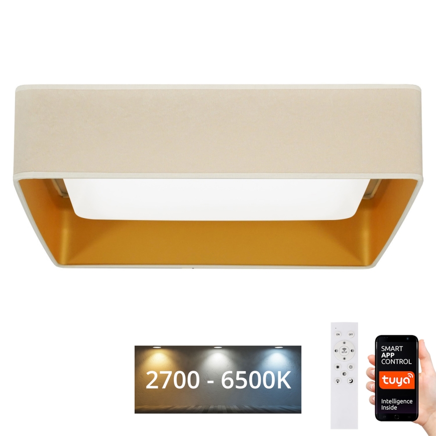 Brilagi - LED Dimbar taklampa VELVET SQUARE SMART LED/36W/230V 2700-6500K Wi-Fi Tuya + fjärrkontroll grädde