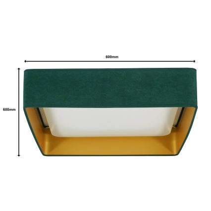 Brilagi - LED Dimbar taklampa VELVET SQUARE SMART LED/36W/230V 2700-6500K Wi-Fi Tuya + fjärrkontroll grön