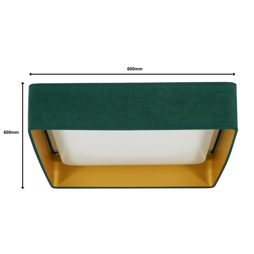Brilagi - LED Dimbar taklampa VELVET SQUARE SMART LED/36W/230V 2700-6500K Wi-Fi Tuya + fjärrkontroll grön