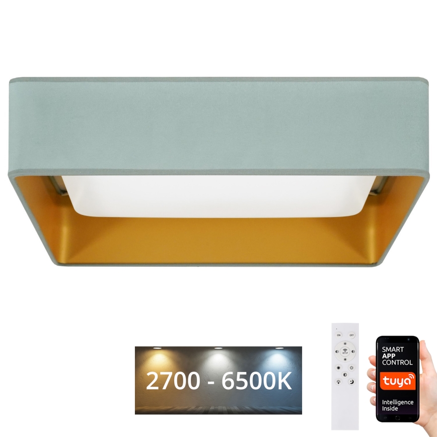 Brilagi - LED Dimbar taklampa VELVET SQUARE SMART LED/36W/230V 2700-6500K Wi-Fi Tuya + fjärrkontroll mint