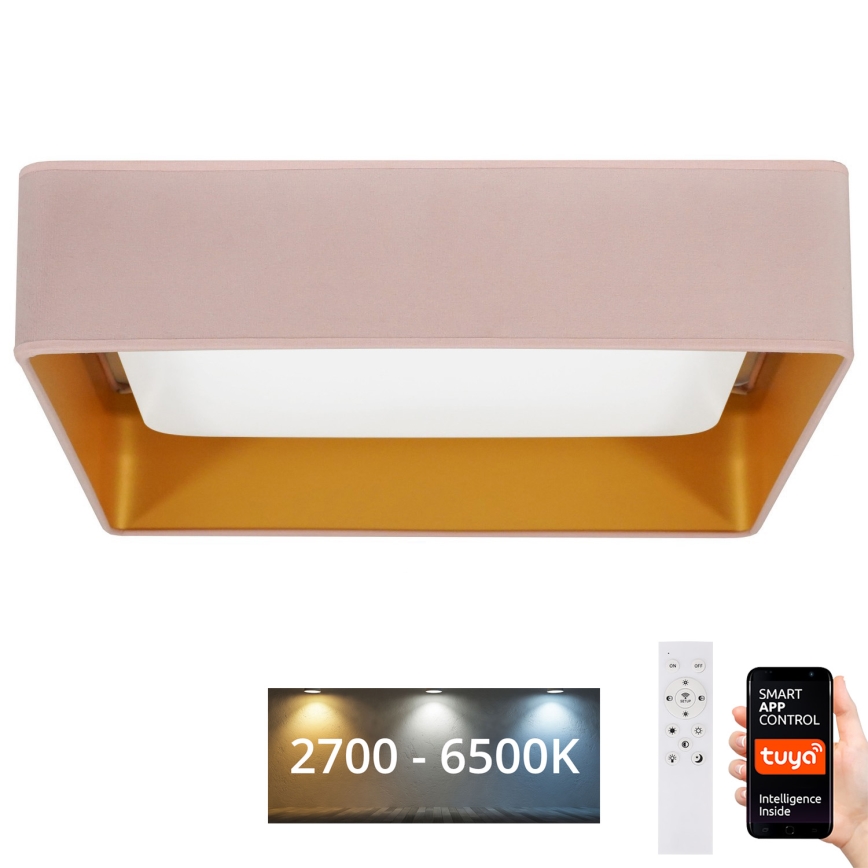 Brilagi - LED Dimbar taklampa VELVET SQUARE SMART LED/36W/230V 2700-6500K Wi-Fi Tuya + fjärrkontroll rosa