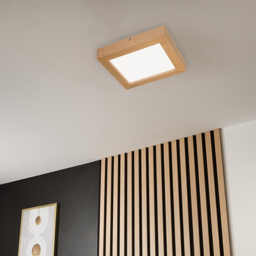 Brilagi - LED ljusreglerad taklampa till badrum WOODY FRAME LED/24W/230V ek 30x30 cm 3000-6000K IP44 + fjärrkontroll