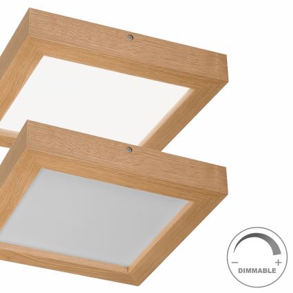 Brilagi - LED ljusreglerad taklampa till badrum WOODY FRAME LED/24W/230V ek 30x30 cm 3000-6000K IP44 + fjärrkontroll