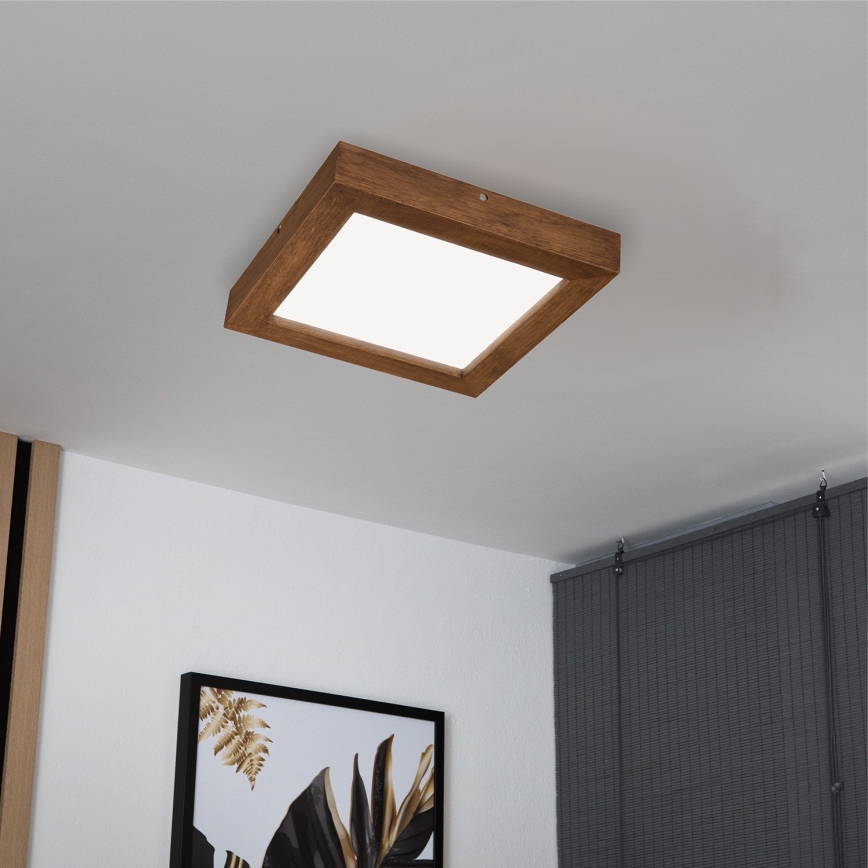 Brilagi - LED ljusreglerad taklampa till badrum WOODY FRAME LED/24W/230V ek körsbär 30x30 cm 3000-6000K IP44 + fjärrkontroll
