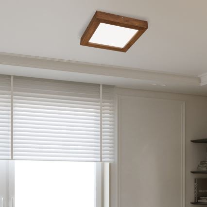 Brilagi - LED ljusreglerad taklampa till badrum WOODY FRAME LED/24W/230V ek körsbär 30x30 cm 3000-6000K IP44 + fjärrkontroll