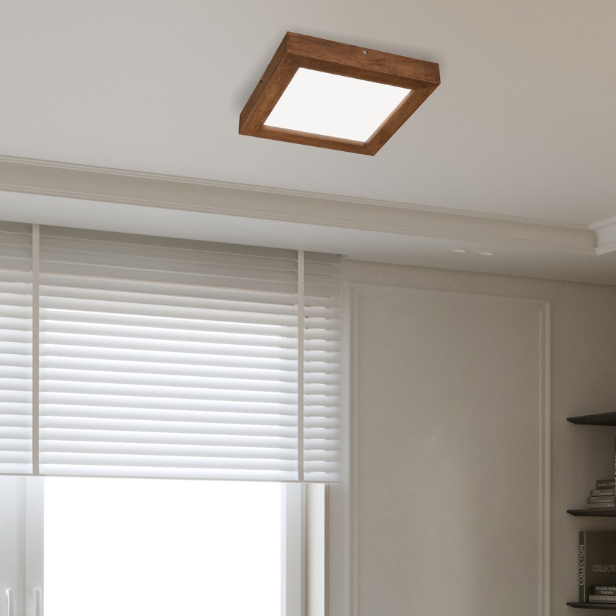 Brilagi - LED ljusreglerad taklampa till badrum WOODY FRAME LED/24W/230V ek körsbär 30x30 cm 3000-6000K IP44 + fjärrkontroll