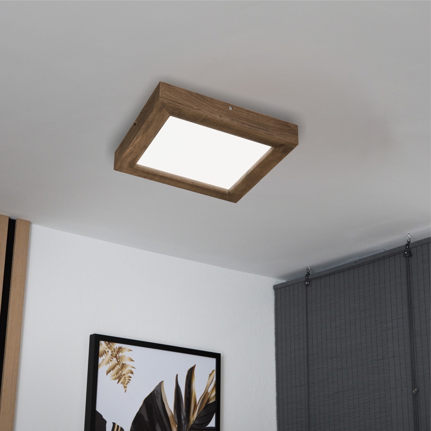 Brilagi - LED ljusreglerad taklampa till badrum WOODY FRAME LED/24W/230V ek 30x30 cm 3000-6000K IP44 + fjärrkontroll