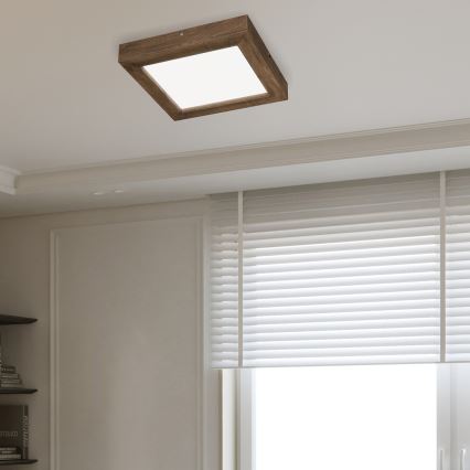 Brilagi - LED ljusreglerad taklampa till badrum WOODY FRAME LED/24W/230V ek 30x30 cm 3000-6000K IP44 + fjärrkontroll