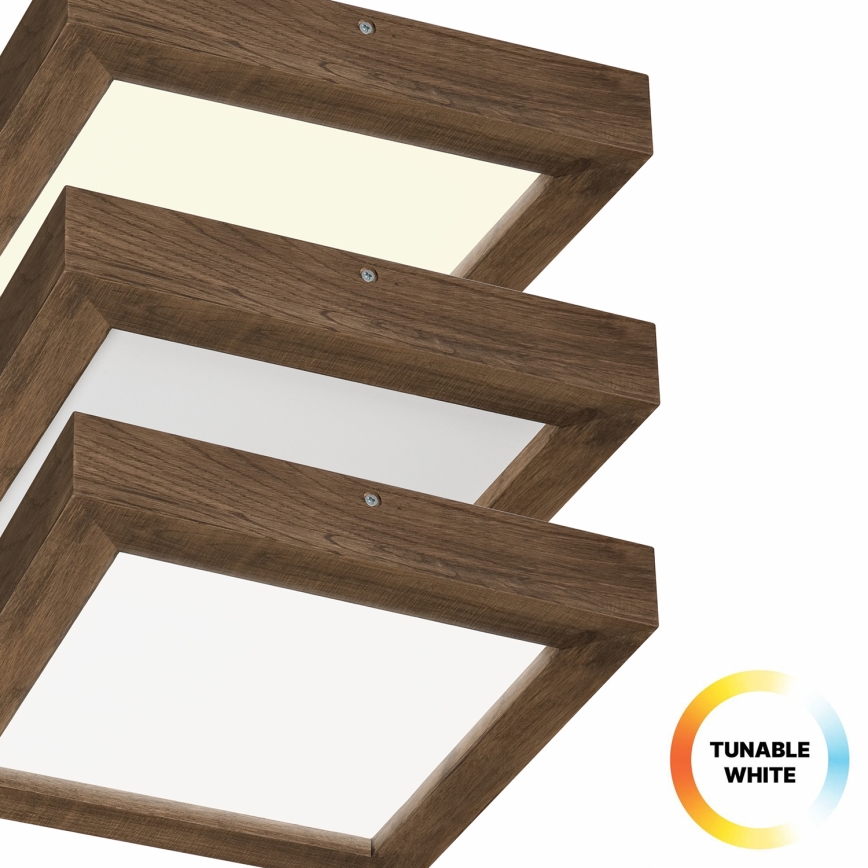 Brilagi - LED ljusreglerad taklampa till badrum WOODY FRAME LED/24W/230V ek 30x30 cm 3000-6000K IP44 + fjärrkontroll