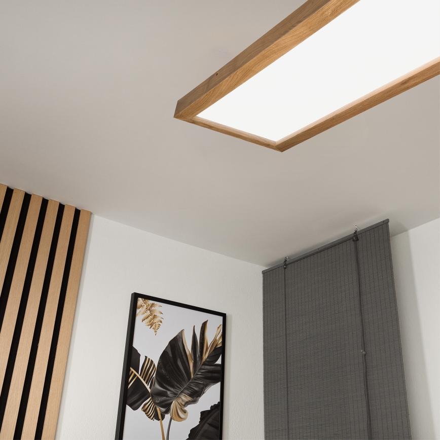 Brilagi - LED ljusreglerad taklampa till badrum WOODY FRAME LED/50W/230V ek 120x30 cm 3000-6000K IP44 + fjärrkontroll
