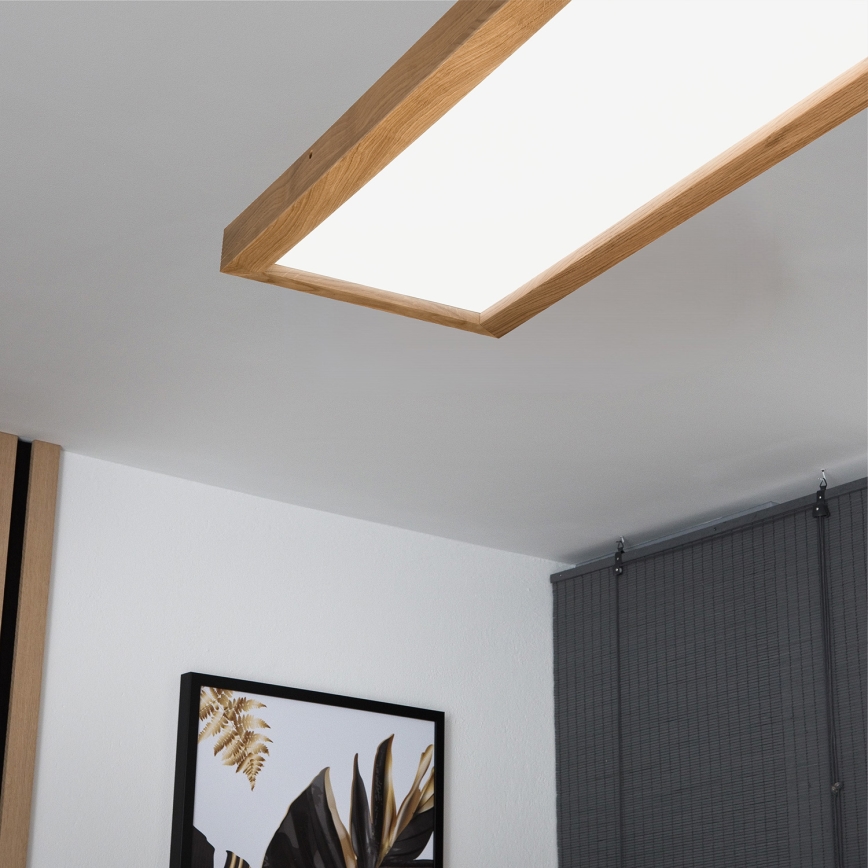 Brilagi - LED ljusreglerad taklampa till badrum WOODY FRAME LED/50W/230V ek 120x30 cm 3000-6000K IP44 + fjärrkontroll