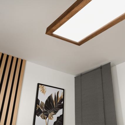 Brilagi - LED ljusreglerad taklampa till badrum WOODY FRAME LED/50W/230V ek körsbär 120x30 cm 3000-6000K IP44 + fjärrkontroll