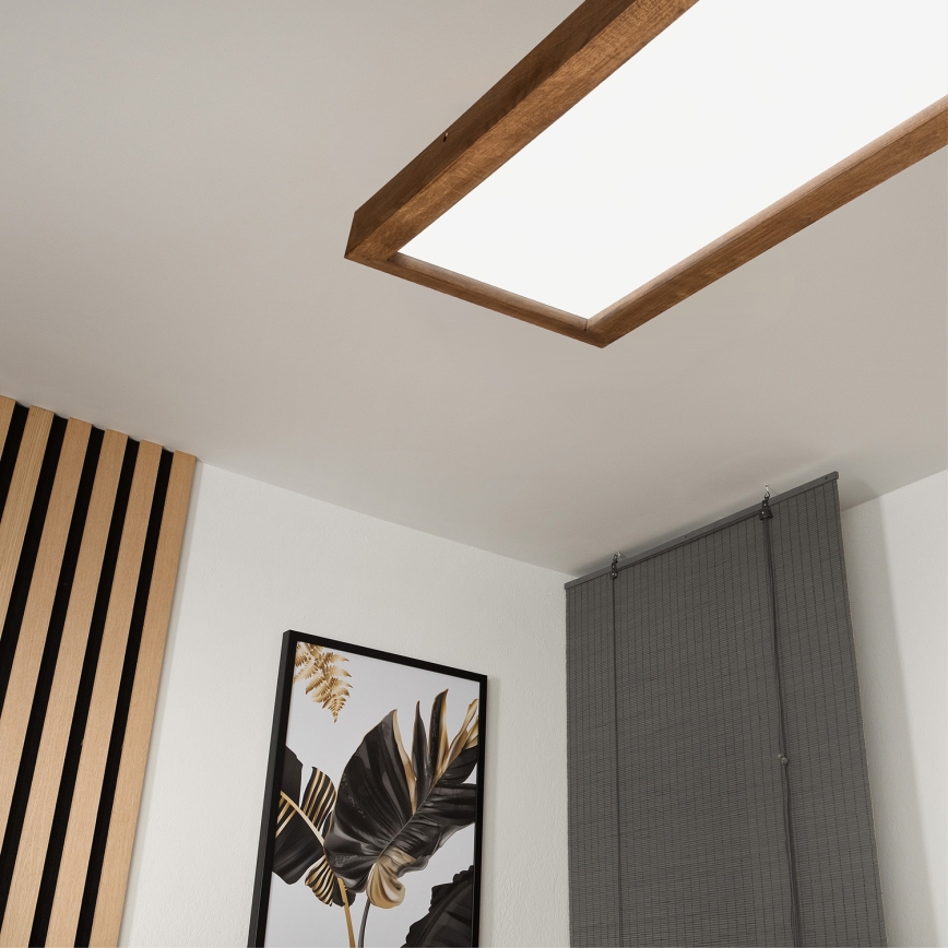 Brilagi - LED ljusreglerad taklampa till badrum WOODY FRAME LED/50W/230V ek körsbär 120x30 cm 3000-6000K IP44 + fjärrkontroll