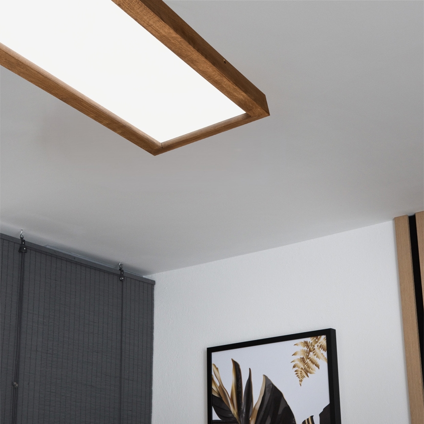 Brilagi - LED ljusreglerad taklampa till badrum WOODY FRAME LED/50W/230V ek körsbär 120x30 cm 3000-6000K IP44 + fjärrkontroll