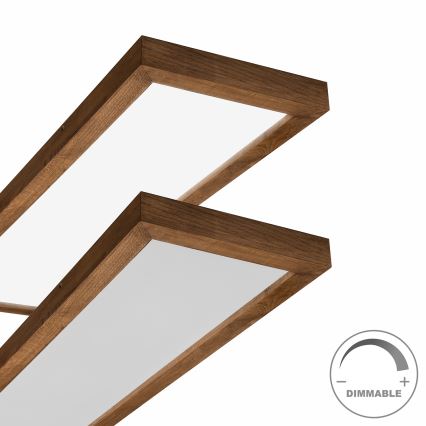 Brilagi - LED ljusreglerad taklampa till badrum WOODY FRAME LED/50W/230V ek körsbär 120x30 cm 3000-6000K IP44 + fjärrkontroll