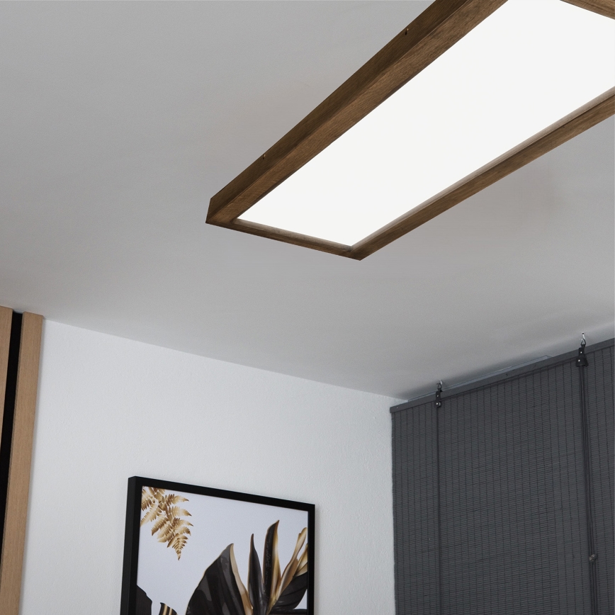 Brilagi - LED ljusreglerad taklampa till badrum WOODY FRAME LED/50W/230V ek 120x30 cm 3000-6000K IP44 + fjärrkontroll