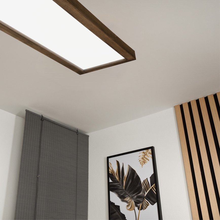 Brilagi - LED ljusreglerad taklampa till badrum WOODY FRAME LED/50W/230V ek 120x30 cm 3000-6000K IP44 + fjärrkontroll
