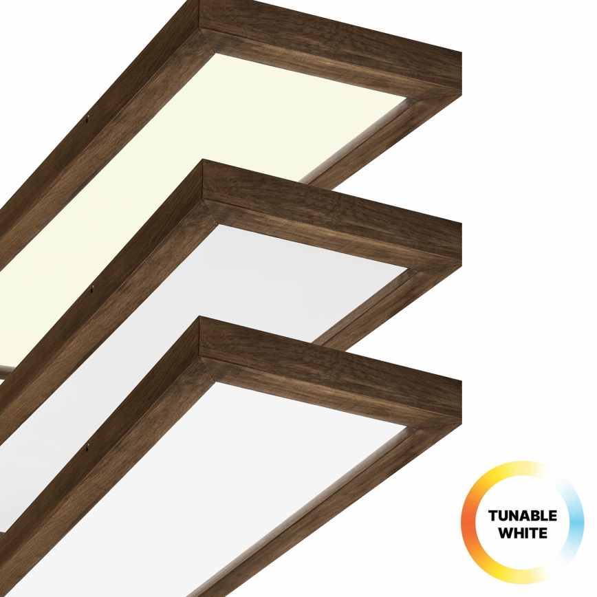 Brilagi - LED ljusreglerad taklampa till badrum WOODY FRAME LED/50W/230V ek 120x30 cm 3000-6000K IP44 + fjärrkontroll