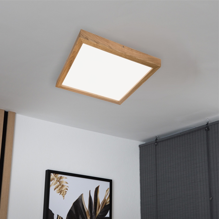 Brilagi - LED ljusreglerad taklampa till badrum WOODY FRAME LED/50W/230V ek 60x60 cm 3000-6000K IP44 + fjärrkontroll