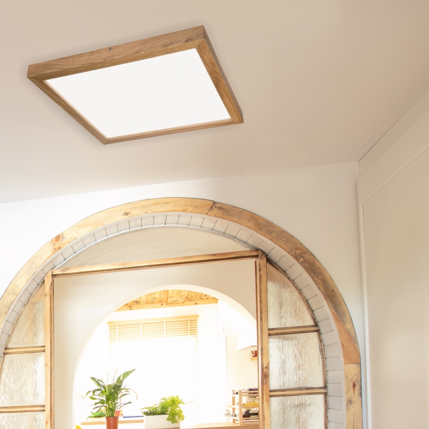Brilagi - LED ljusreglerad taklampa till badrum WOODY FRAME LED/50W/230V ek 60x60 cm 3000-6000K IP44 + fjärrkontroll