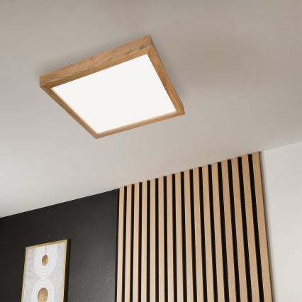 Brilagi - LED ljusreglerad taklampa till badrum WOODY FRAME LED/50W/230V ek 60x60 cm 3000-6000K IP44 + fjärrkontroll