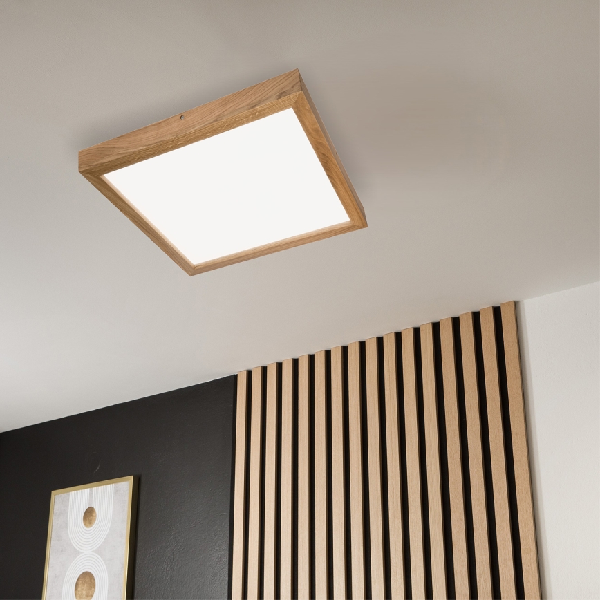 Brilagi - LED ljusreglerad taklampa till badrum WOODY FRAME LED/50W/230V ek 60x60 cm 3000-6000K IP44 + fjärrkontroll