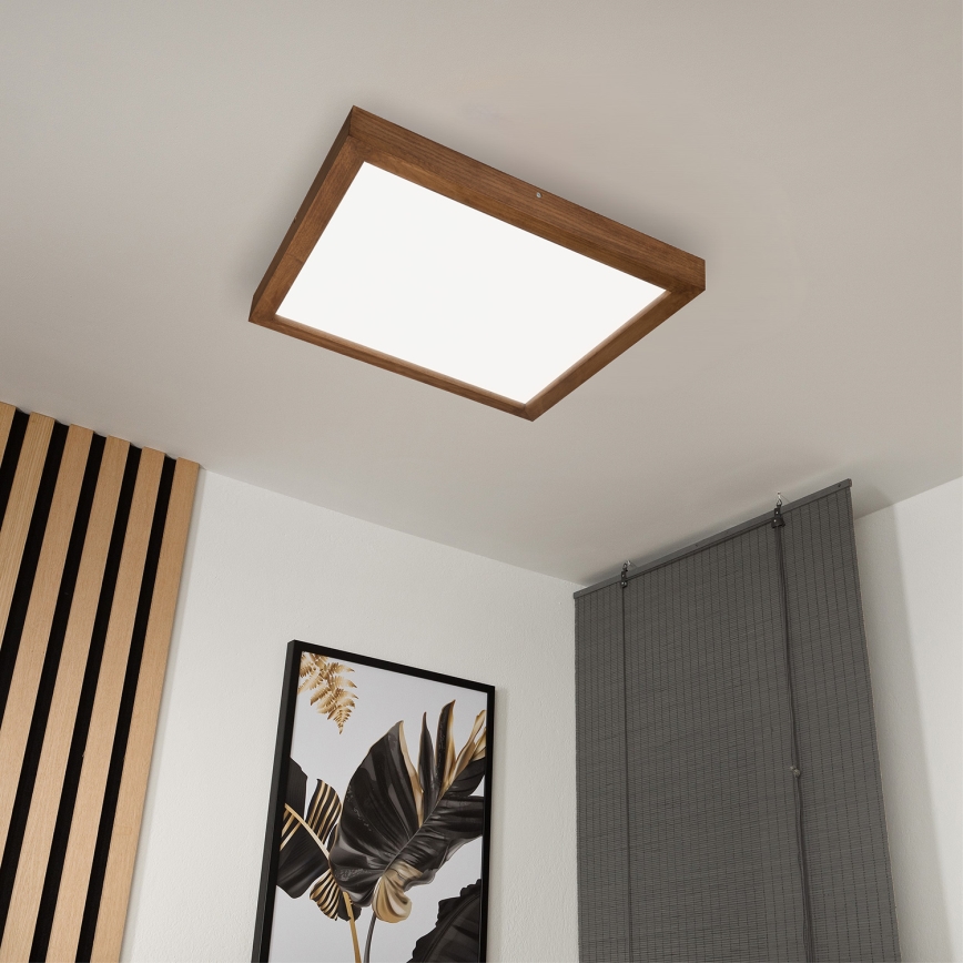 Brilagi - LED ljusreglerad taklampa till badrum WOODY FRAME LED/50W/230V ek körsbär 60x60 cm 3000-6000K IP44 + fjärrkontroll