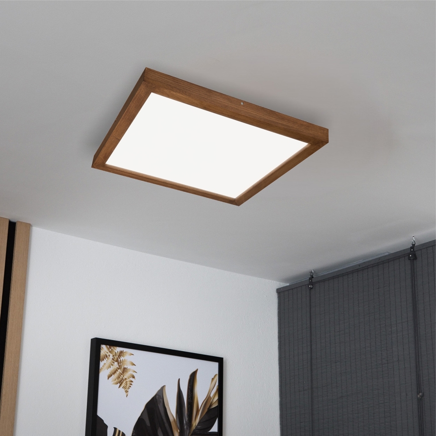 Brilagi - LED ljusreglerad taklampa till badrum WOODY FRAME LED/50W/230V ek körsbär 60x60 cm 3000-6000K IP44 + fjärrkontroll
