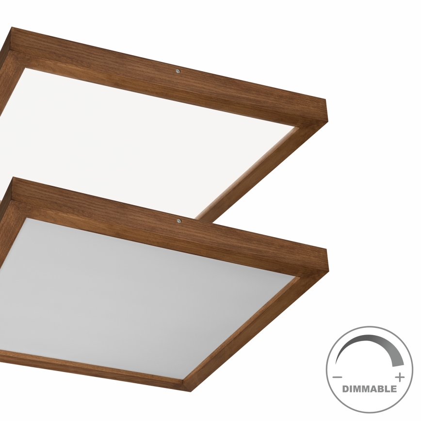 Brilagi - LED ljusreglerad taklampa till badrum WOODY FRAME LED/50W/230V ek körsbär 60x60 cm 3000-6000K IP44 + fjärrkontroll