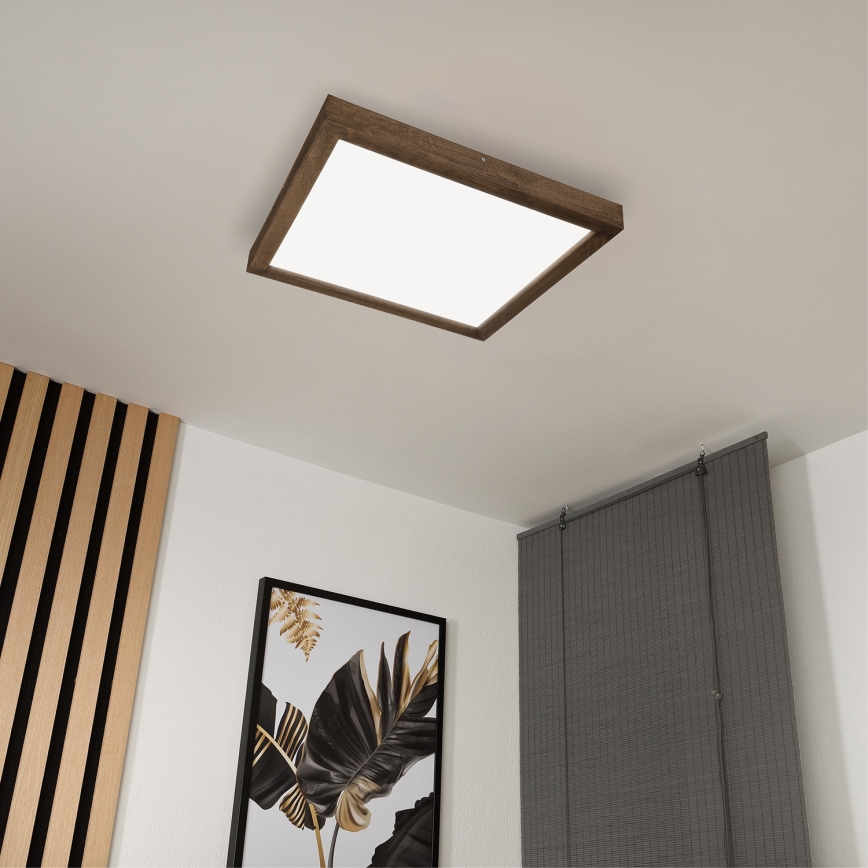 Brilagi - LED ljusreglerad taklampa till badrum WOODY FRAME LED/50W/230V ek 60x60 cm 3000-6000K IP44 + fjärrkontroll