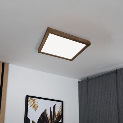 Brilagi - LED ljusreglerad taklampa till badrum WOODY FRAME LED/50W/230V ek 60x60 cm 3000-6000K IP44 + fjärrkontroll