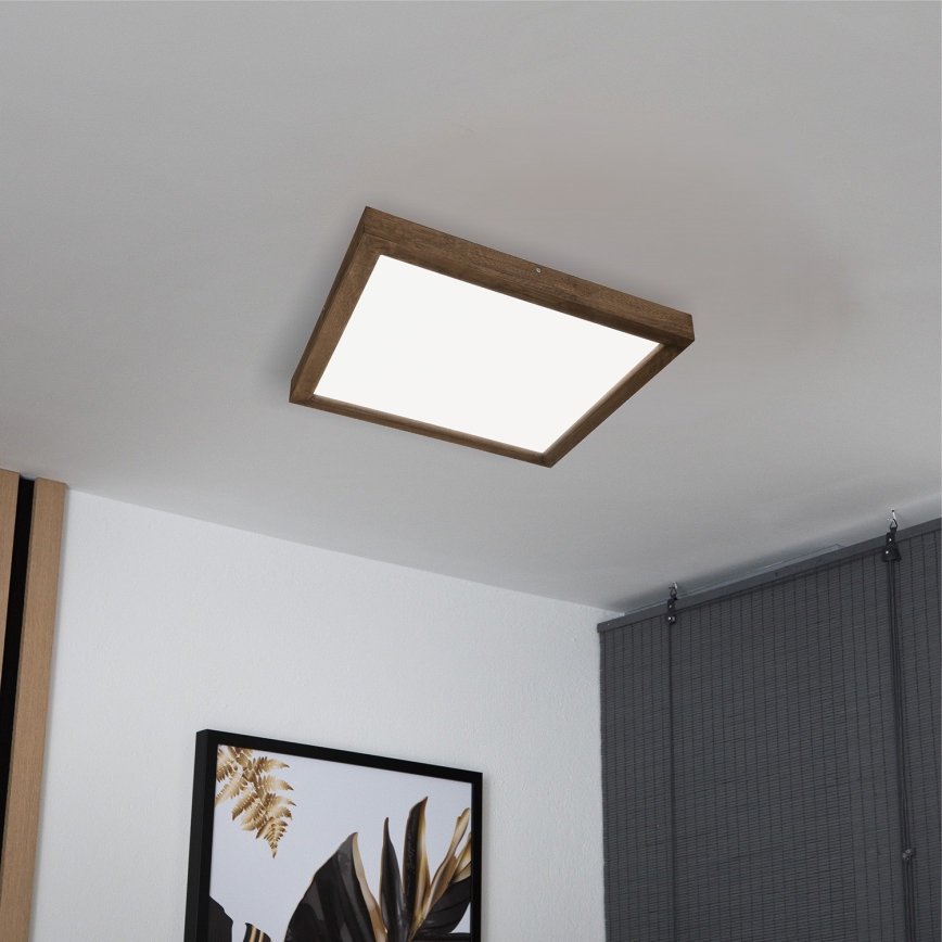 Brilagi - LED ljusreglerad taklampa till badrum WOODY FRAME LED/50W/230V ek 60x60 cm 3000-6000K IP44 + fjärrkontroll