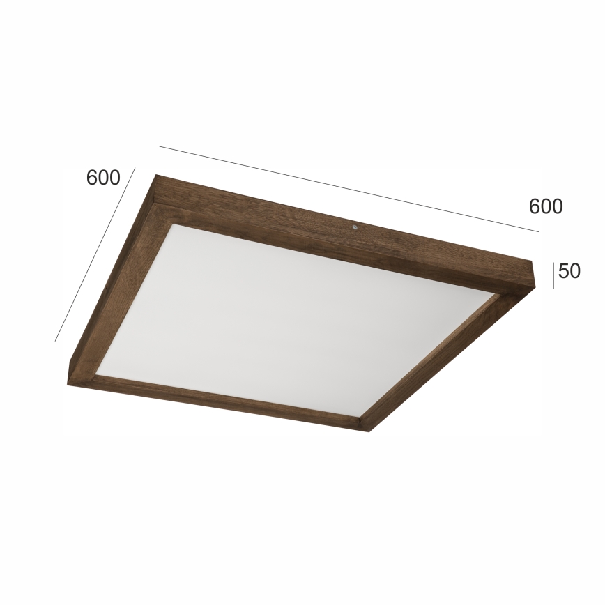 Brilagi - LED ljusreglerad taklampa till badrum WOODY FRAME LED/50W/230V ek 60x60 cm 3000-6000K IP44 + fjärrkontroll