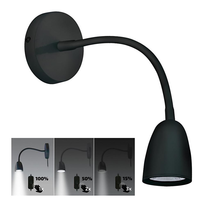 Brilagi - LED Dimbar liten vägglampa LED/4W/230V svart