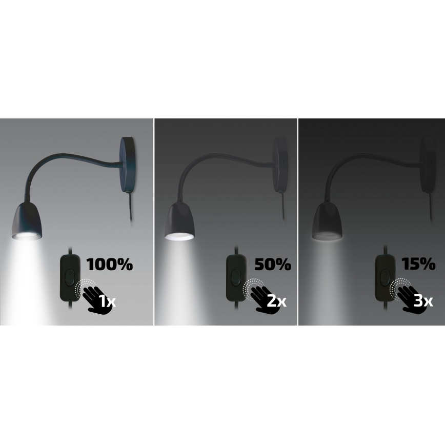 Brilagi - LED Dimbar liten vägglampa LED/4W/230V svart