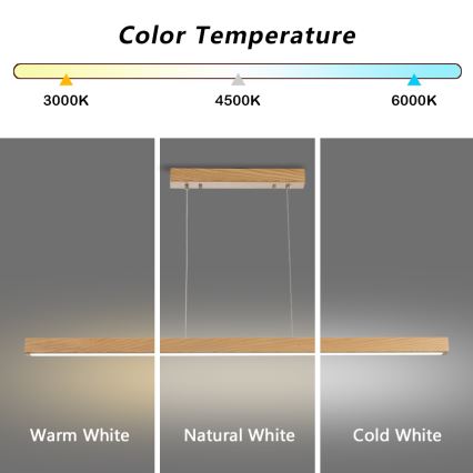 Brilagi - Dimmbar LED-hänglampa på vajer OAK SMART LED/30W/230V Wi-Fi Tuya, ek, inklusive fjärrkontroll