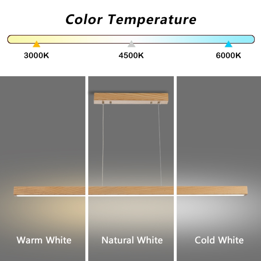 Brilagi - Dimmbar LED-hänglampa på vajer OAK SMART LED/30W/230V Wi-Fi Tuya, ek, inklusive fjärrkontroll