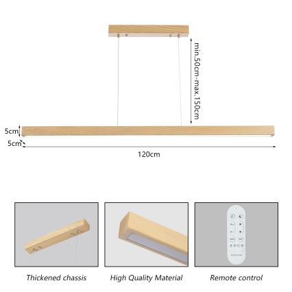 Brilagi - Dimmbar LED-hänglampa på vajer OAK SMART LED/30W/230V Wi-Fi Tuya, ek, inklusive fjärrkontroll