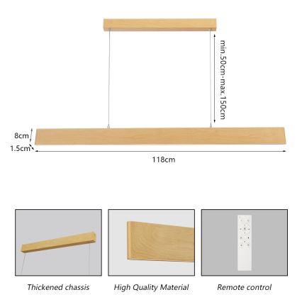 Brilagi - Dimbar LED-pendellampa på kabel SLIMLINE LED/40W/230V 3000–6000K ekdekor + fjärrkontroll