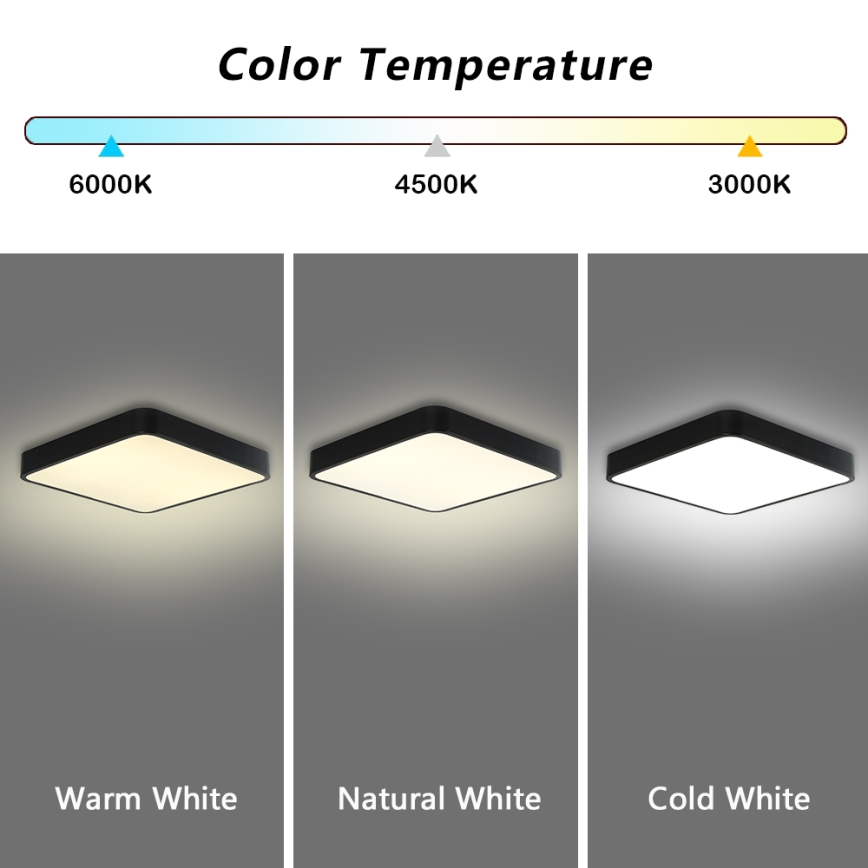 Brilagi - LED dimbar taklampa POOL SQUARE LED/48W/230V 3000-6000K 50x50 cm svart + fjärrkontroll