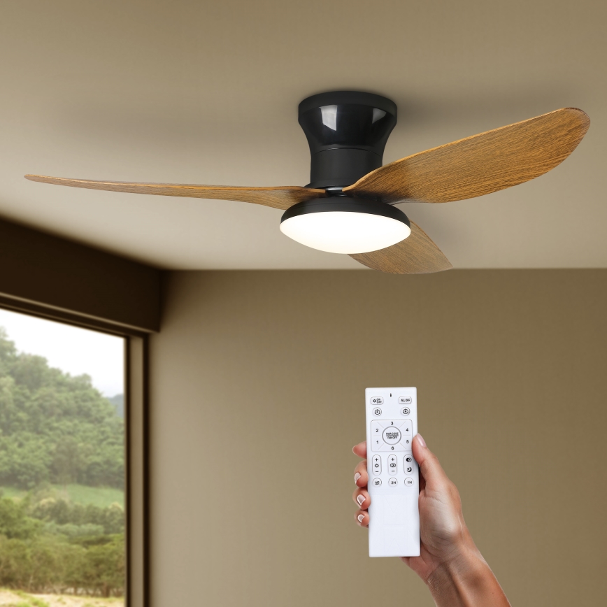 Brilagi - LED Dimbar takfläkt LED/30W/230V 3000-6500K svart/brun + fjärrkontroll