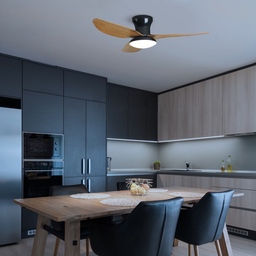 Brilagi - LED Dimbar takfläkt LED/30W/230V 3000-6500K svart/brun + fjärrkontroll