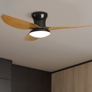 Brilagi - LED Dimbar takfläkt LED/30W/230V 3000-6500K svart/brun + fjärrkontroll