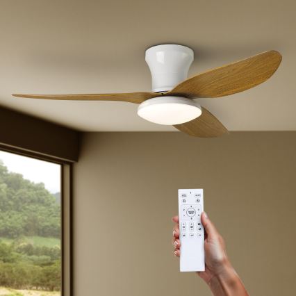 Brilagi - LED Dimbar takfläkt LED/30W/230V 3000-6500K vit/brun + fjärrkontroll