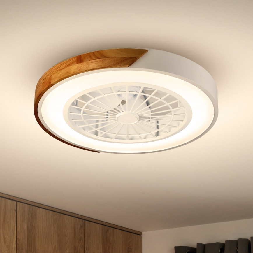 Brilagi - LED Dimbar taklampa med fläkt LED/30W/230V 3000-6500K vit/ek + fjärrkontroll