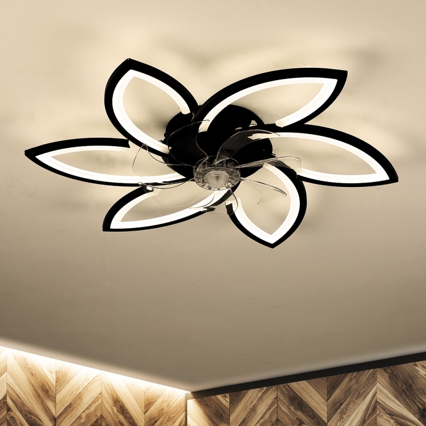 Brilagi - LED Dimbar taklampa med fläkt LED/50W/230V 3000-6500K svart + fjärrkontroll