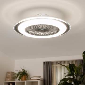 Brilagi - LED dimbar taklampa med fläkt RONDA LED/48W/230V 3000-6000K silver + fjärrkontroll